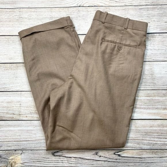Other - Brown Pleated Straight Leg Dress Pants Size 36L